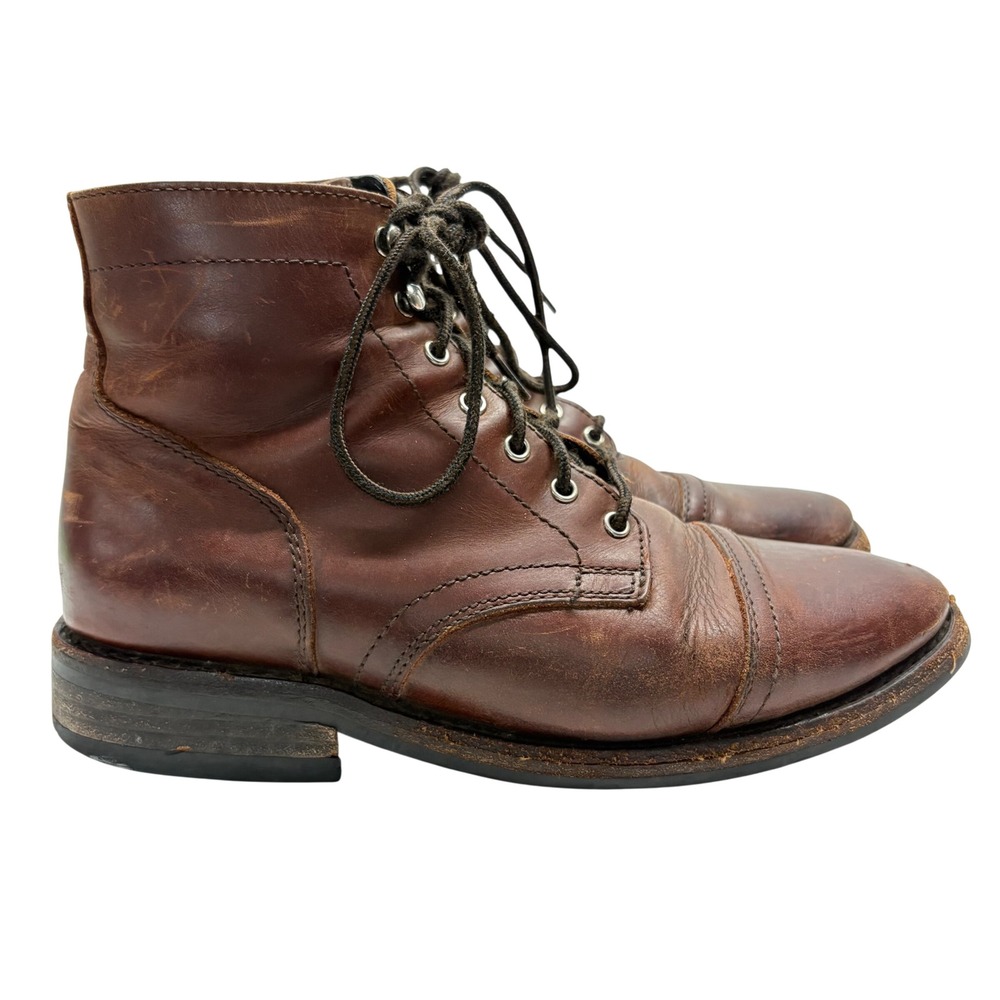 Thursday Boot Co Captain Boots Mens 8.5 Brown Leather Cap Toe Lace Up Heritage